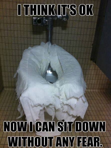 public toilet meme - I Think It'S Ok Now I Can Sit Down Without Any Fear.