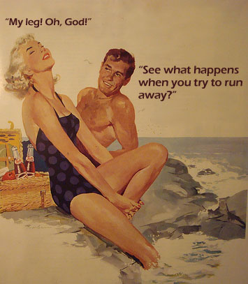 pepsi ads 1950s - "My leg! Oh, God!" "See what happens when you try to run away?"