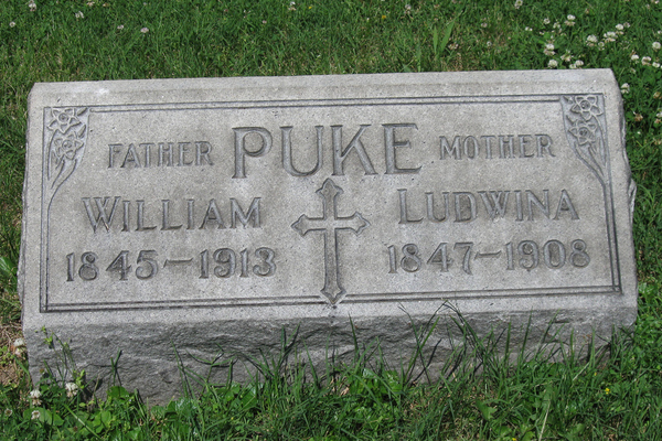 funny gravestone - funny real tombstones - Father Puke Mother William L Ludwina 18451913 18471908