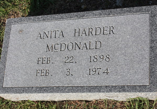funny gravestone - headstone - Anita Harder Mcdonald Feb. 22, 1898 Feb. 3, 1974