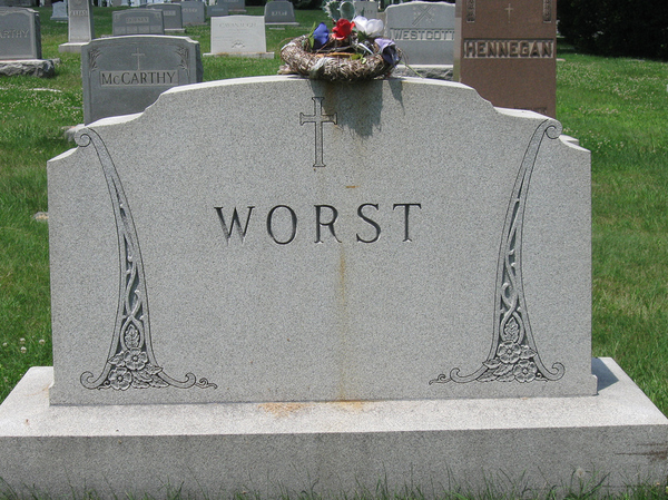 funny gravestone - headstone - West Cott Hennegan Mccarthy Worst