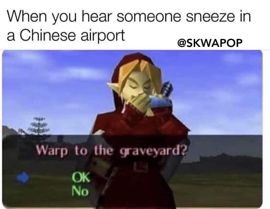 warp to the graveyard meme - When you hear someone sneeze in a Chinese airport Warp to the graveyard? Ok No