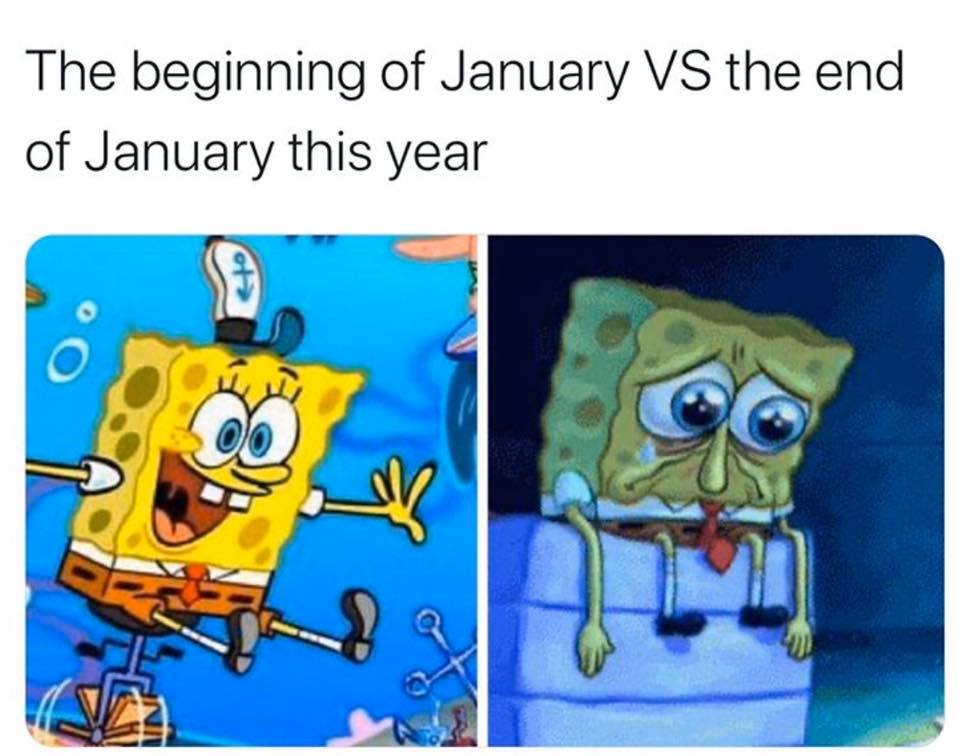 lonely spongebob - The beginning of January Vs the end of January this year