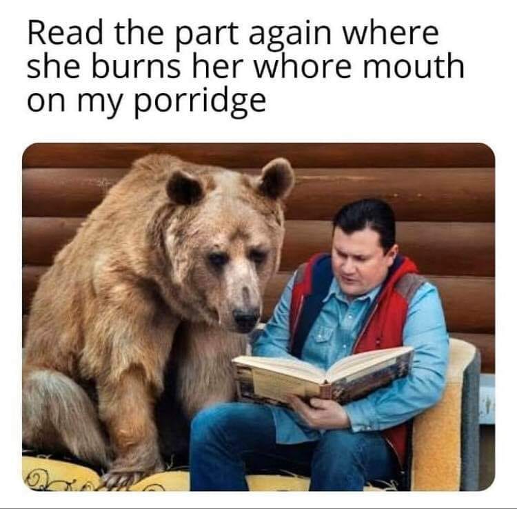 goldilocks whore mouth meme - Read the part again where she burns her whore mouth on my porridge