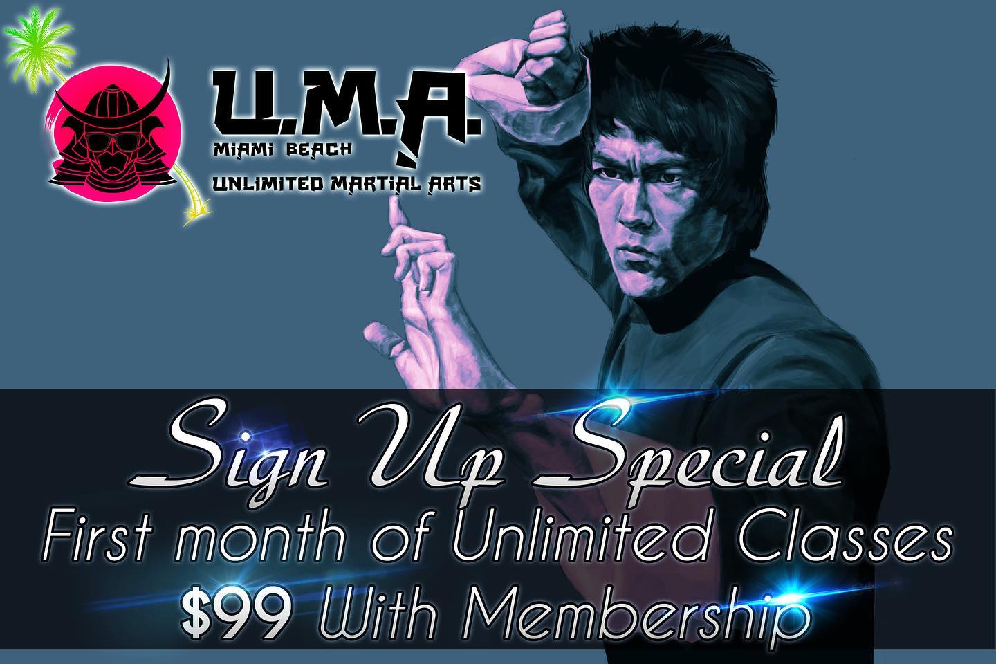 graphic design - Ulme Ondo MiAMI Beach Unlimited Martial Arts Sign Up Special First month of Unlimited Classes $99 With Membership