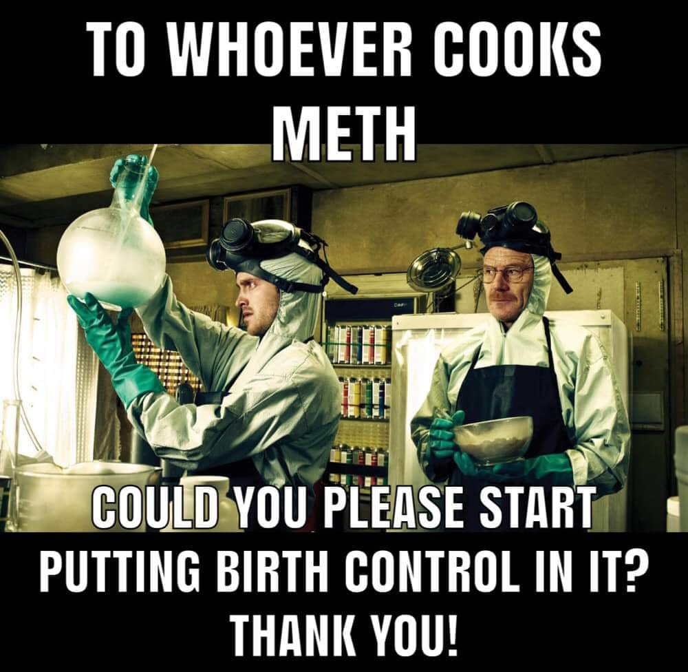 cooking together meme - To Whoever Cooks Meth Could You Please Start Putting Birth Control In It? Thank You!