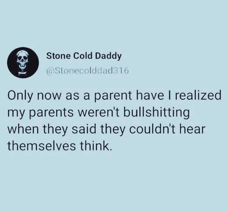 document - Stone Cold Daddy Only now as a parent have I realized my parents weren't bullshitting when they said they couldn't hear themselves think.