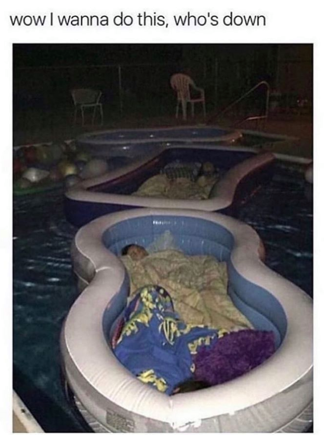 pool sleepover - wow I wanna do this, who's down