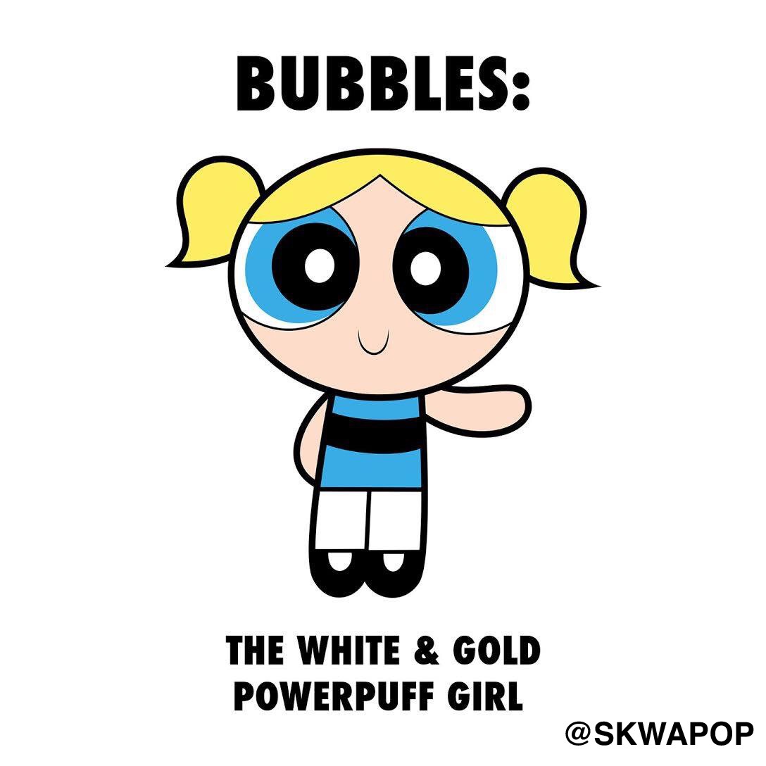 cartoon easy drawings - Bubbles LOO12 The White & Gold Powerpuff Girl