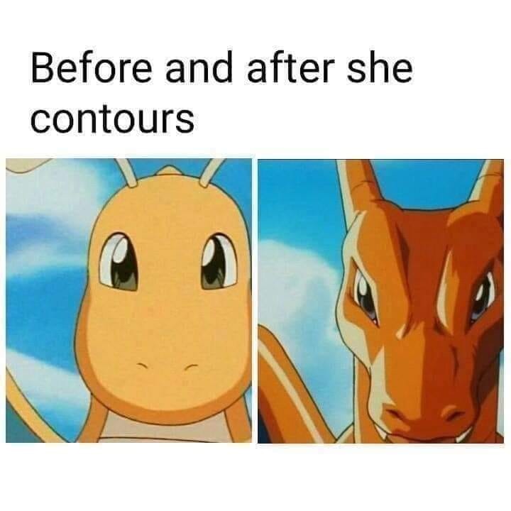 pokemon contouring meme - Before and after she contours