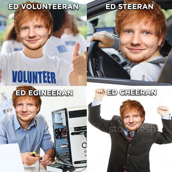 ed cheering meme - Ed Volunteeran Ed Steeran Volunteer Ed Egineeran Used Cheeran Storesh