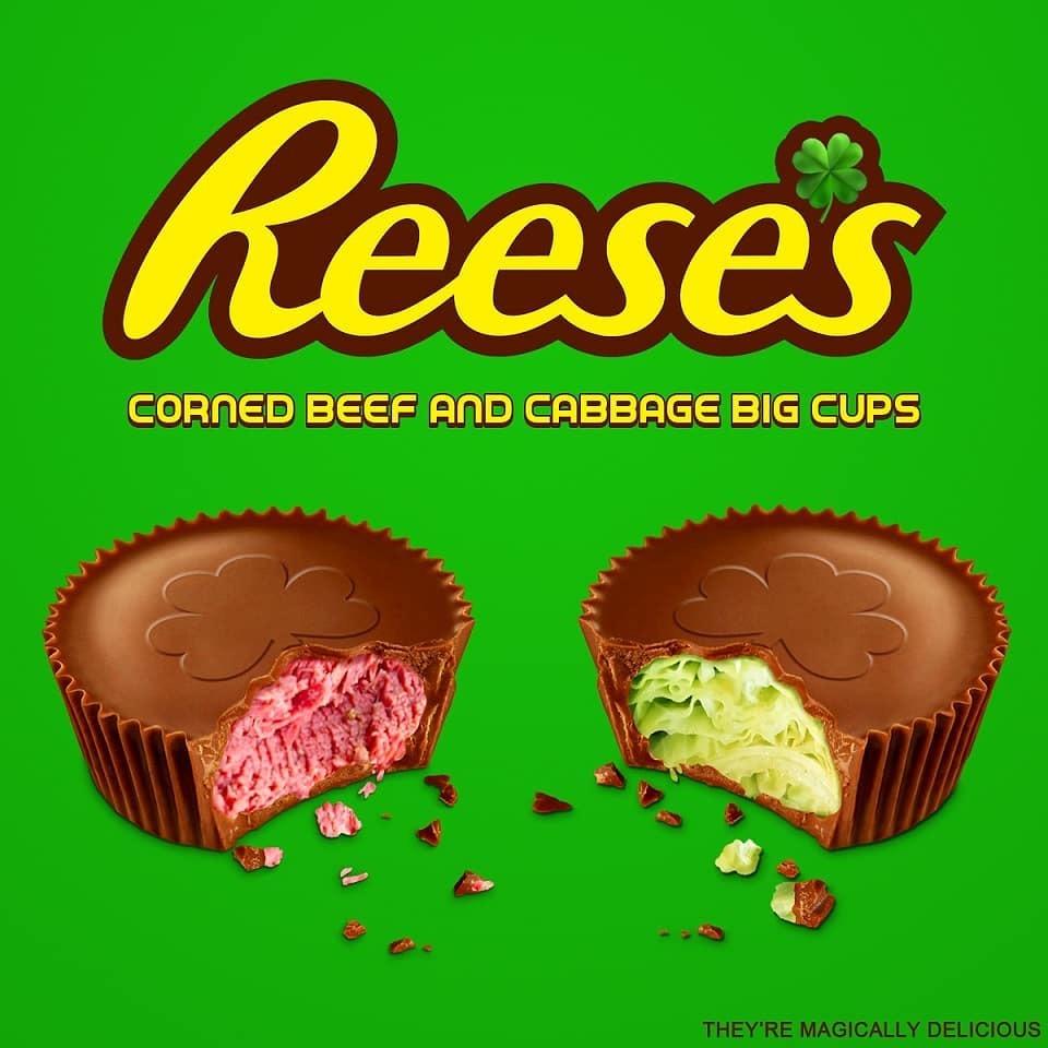 reese's pieces box - Reeses Corned Beef And Cabbage Big Cups They'Re Magically Delicious