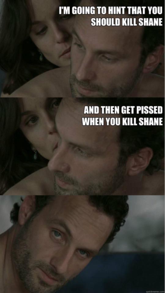 twd memes - I'M Going To Hint That You Should Kill Shane And Then Get Pissed When You Kill Shane