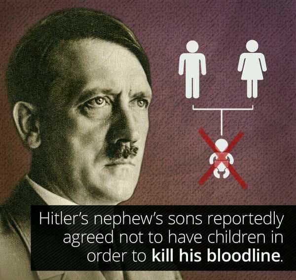 adolf hitler - 'Hitler's nephew's sons reportedly agreed not to have children in order to kill his bloodline.