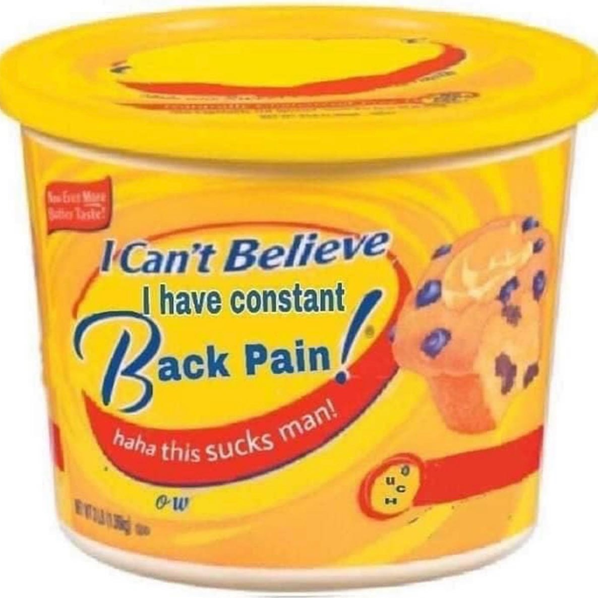 wow i cant believe its not butter - I Can't Believe I have constant ack Pain haha this sucks Sucks man! 0W