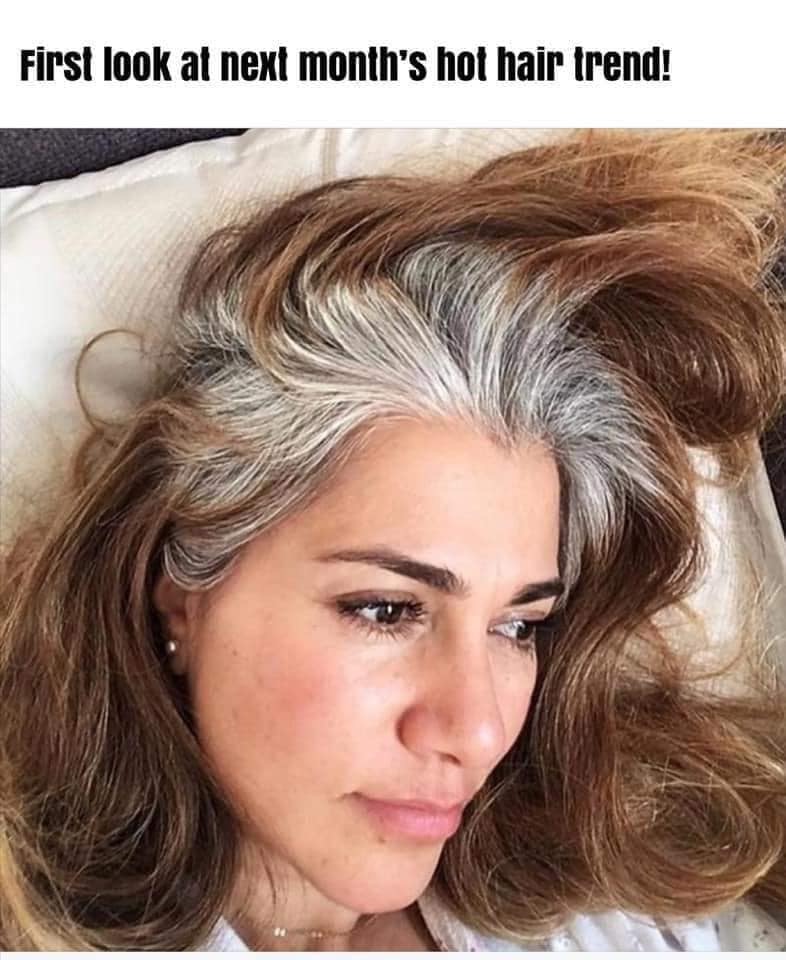 grey hair young woman - First look at next month's hot hair trend!