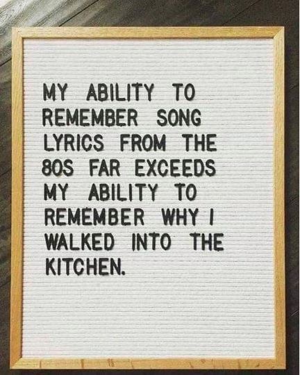 Humour - My Ability To Remember Song Lyrics From The 80S Far Exceeds My Ability To Remember Why I Walked Into The Kitchen