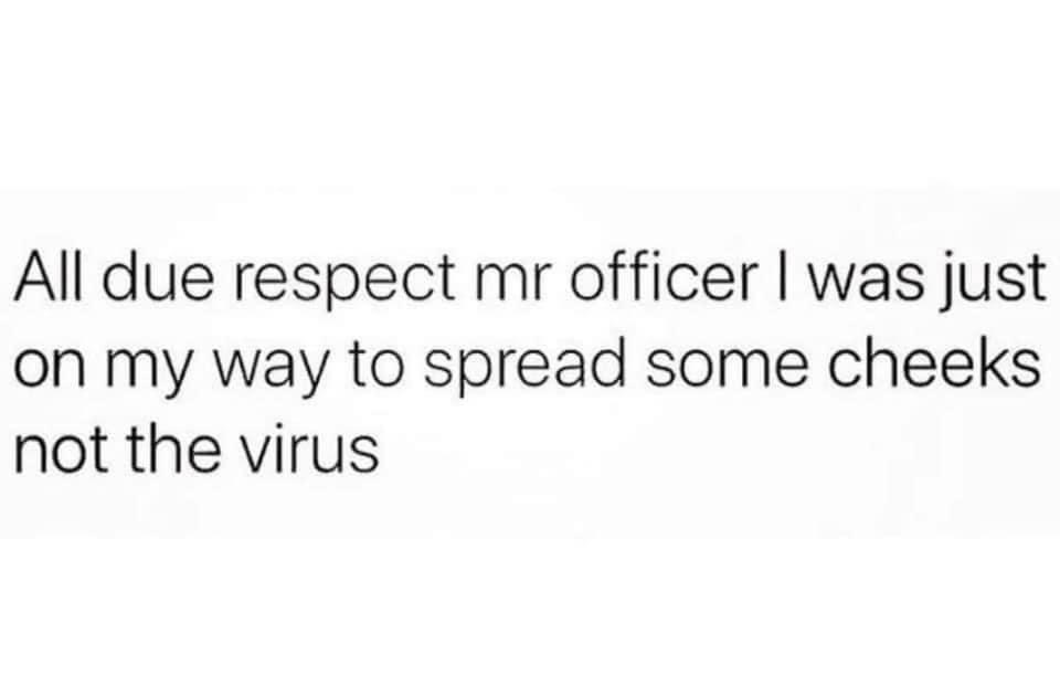 citation francais - All due respect mr officer I was just on my way to spread some cheeks not the virus