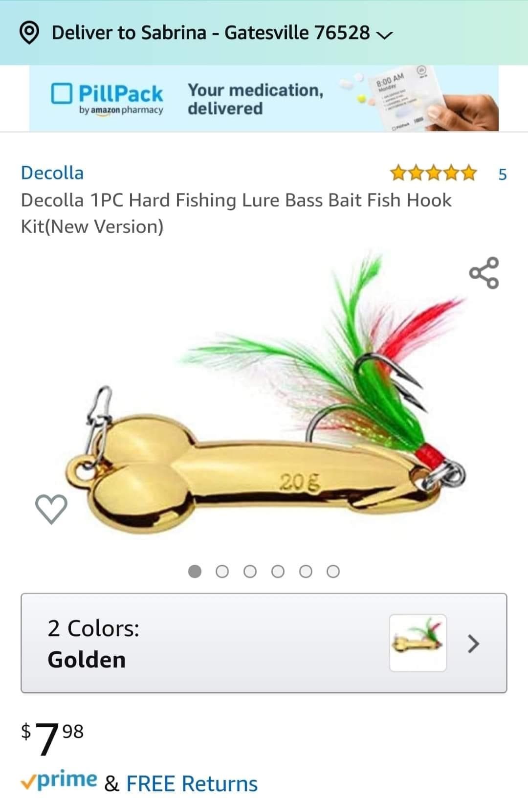 fishing bait - Deliver to Sabrina Gatesville 76528 v PillPack Your medication, by amazon pharmacy Decolla Decolla 1PC Hard Fishing Lure Bass Bait Fish Hook KitNew Version 208 2 Colors Golden $ 798 prime & Free Returns