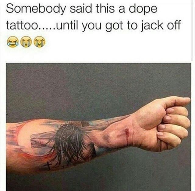 arm realistic jesus tattoo - Somebody said this a dope tattoo.....until you got to jack off