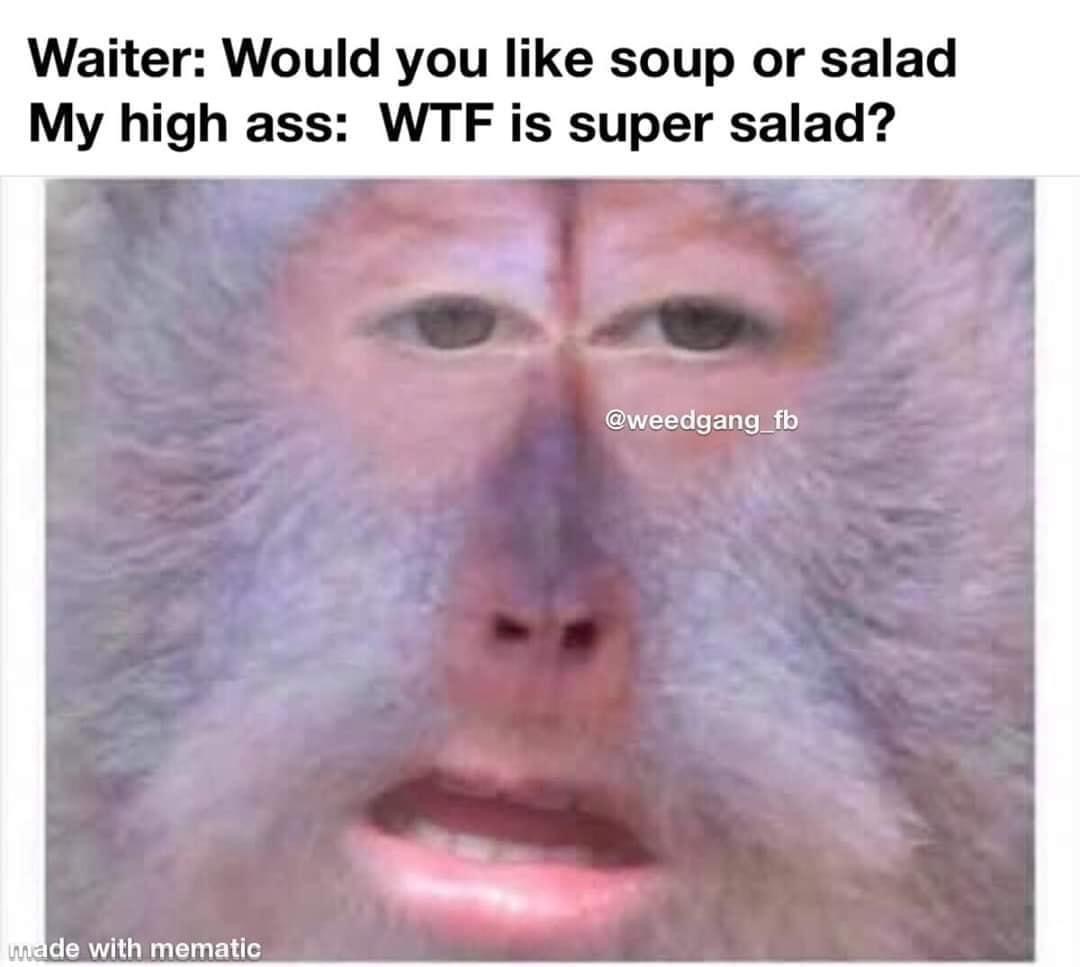 wtf is a super salad - Waiter Would you soup or salad My high ass Wtf is super salad? made with mematic
