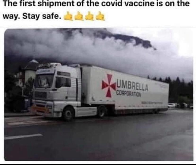 umbrella covid vaccine meme - The first shipment of the covid vaccine is on the way. Stay safe. Umbrella Corporation