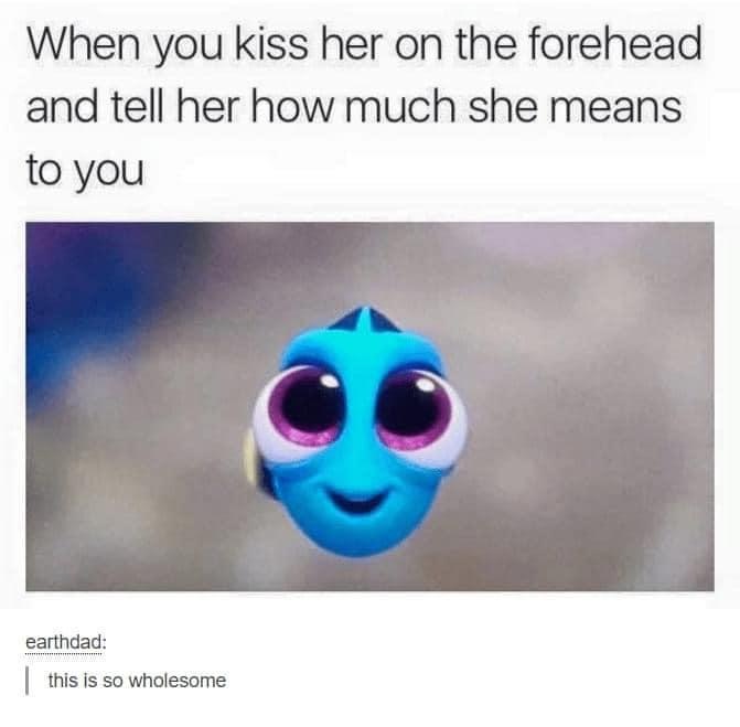 relationship memes - When you kiss her on the forehead and tell her how much she means to you earthdad this is so wholesome