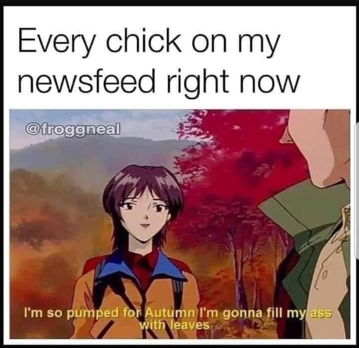 i m so pumped for autumn - Every chick on my newsfeed right now 0 I'm so pumped for Autumn I'm gonna fill my ass with leaves