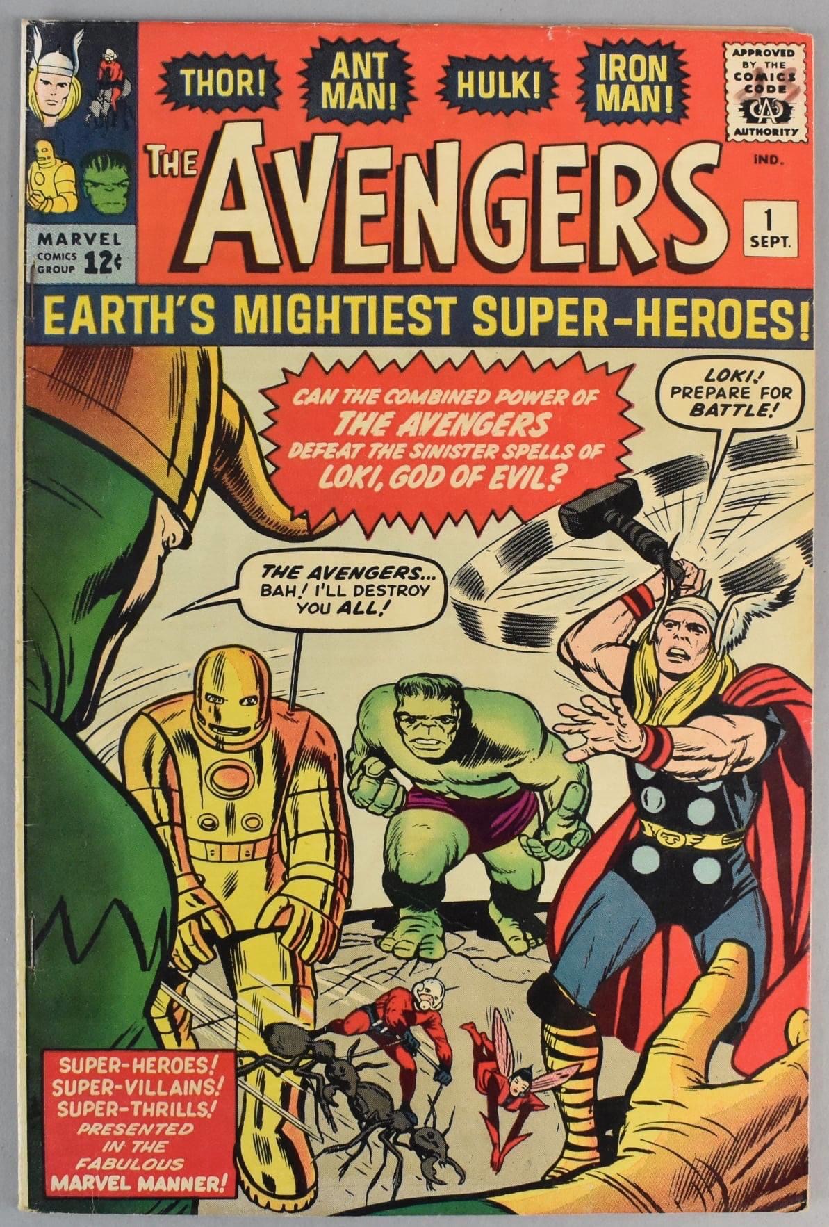 avengers first comic - Thor! Ant Man! Hulki Iron Mani Mit The Avengers 1 Sept Marvel 124 Earth'S Mightiest SuperHeroes! Lorn Prepare For Battle! Can The Coured Power Of The Avengers Refeat The Swister Spells Of Zort, God Of Evil? The Avengers... Bah Destr