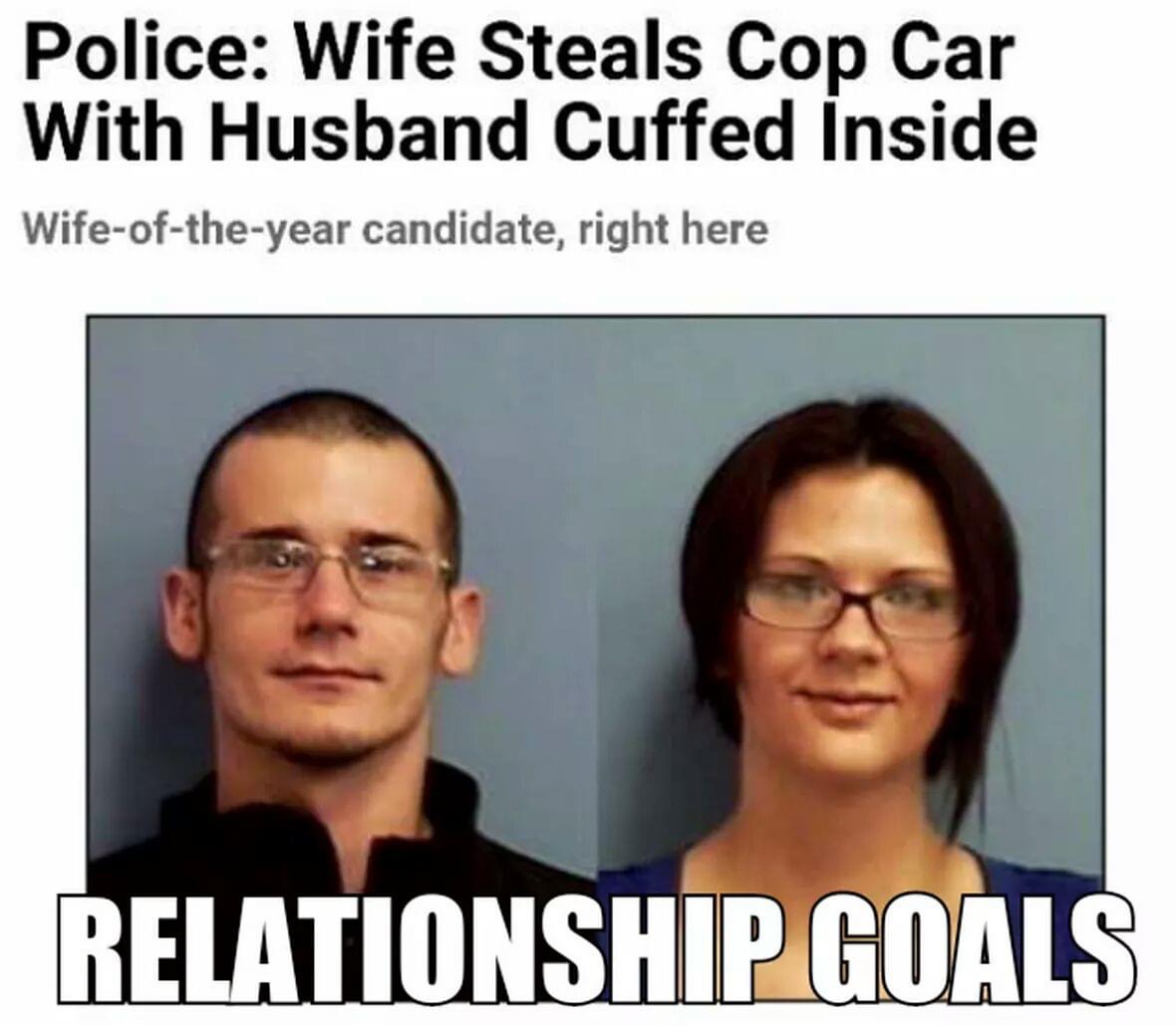 wife steals cop car with husband inside - Police Wife Steals Cop Car With Husband Cuffed inside Wifeoftheyear candidate, right here Relationship Goals