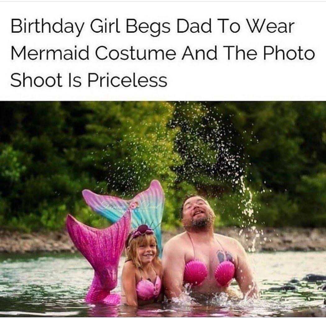 father daughter mermaid photoshoot - Birthday Girl Begs Dad To Wear Mermaid Costume And The Photo Shoot Is Priceless