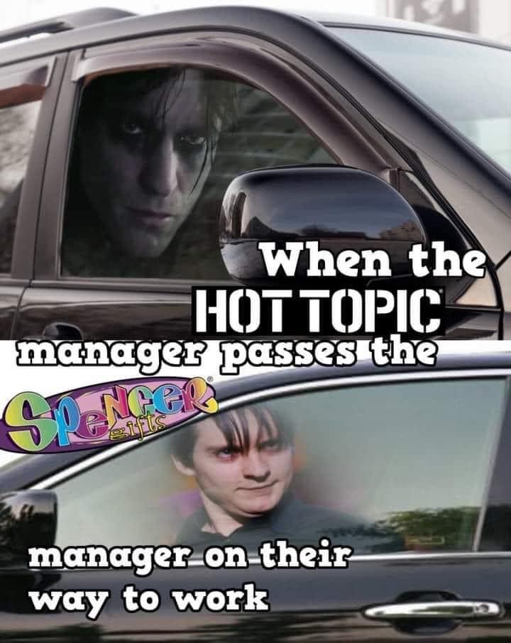 hot topic - When the Hot Topic . manager passes the Senega manager on their way to work