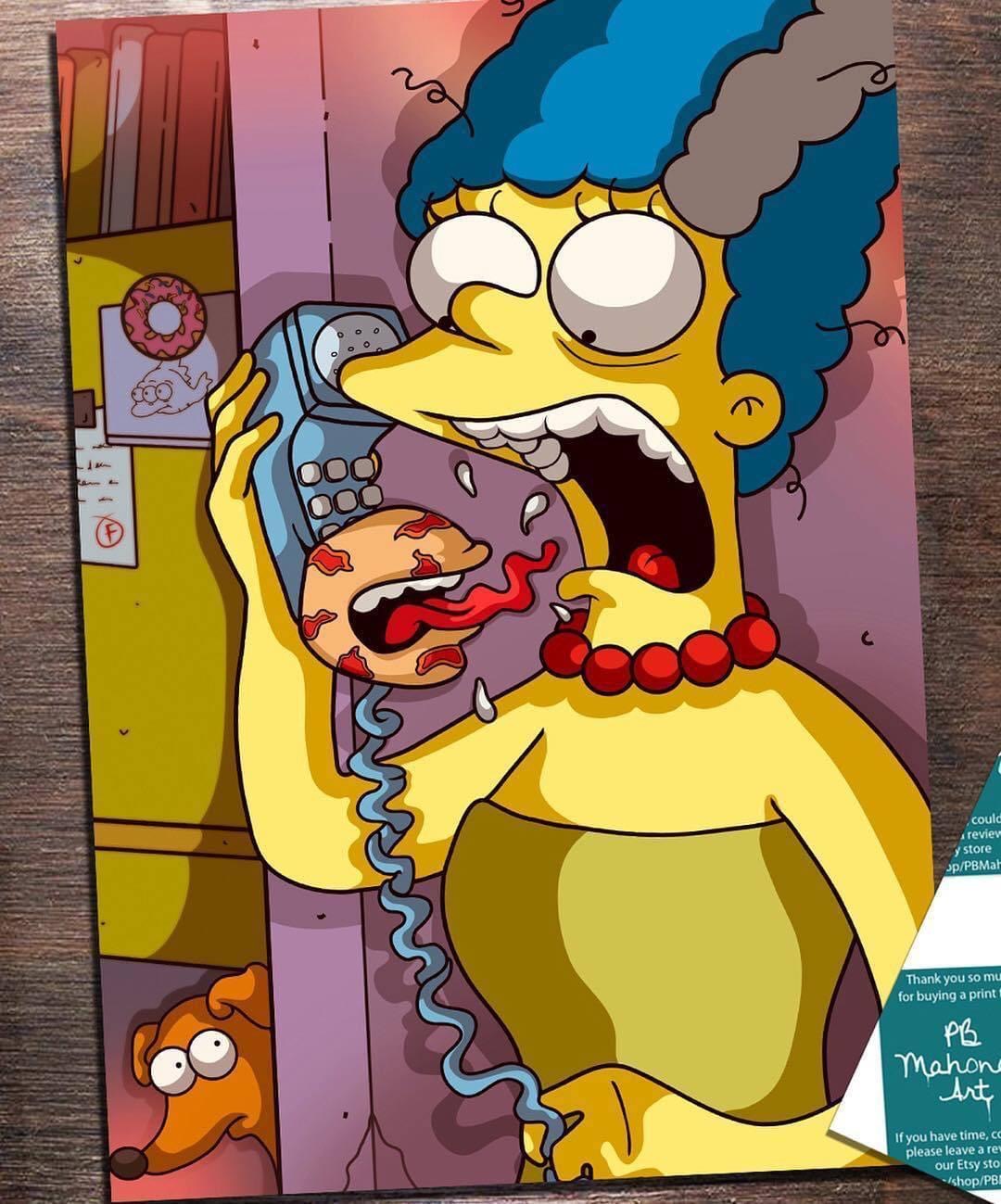 The Simpsons - could reviev y store JpPBMat Thank you so mu for buying a print Pb Mahone Art If you have time, cc please leave a rew our Etsy sto IshopPbi