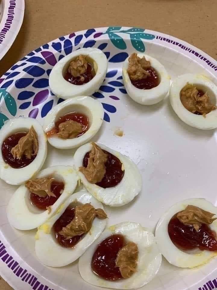 boiled eggs with peanut butter