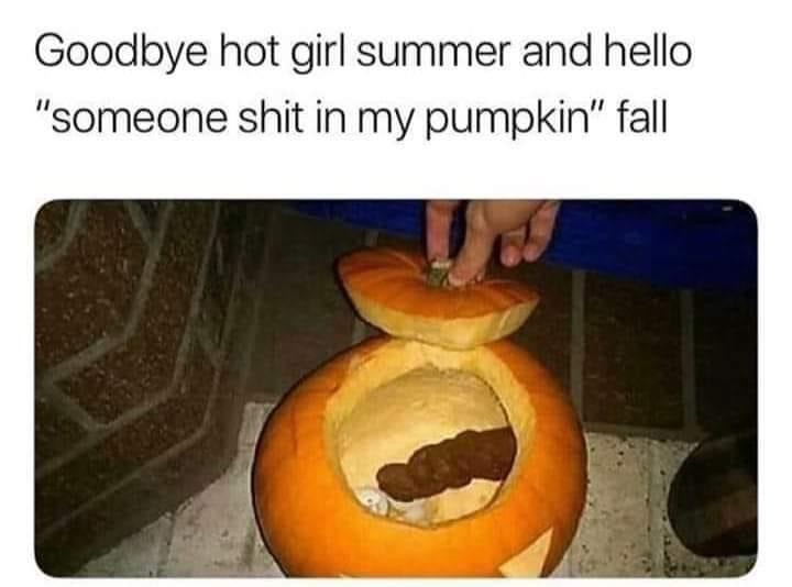 shit in a pumpkin - Goodbye hot girl summer and hello "someone shit in my pumpkin" fall