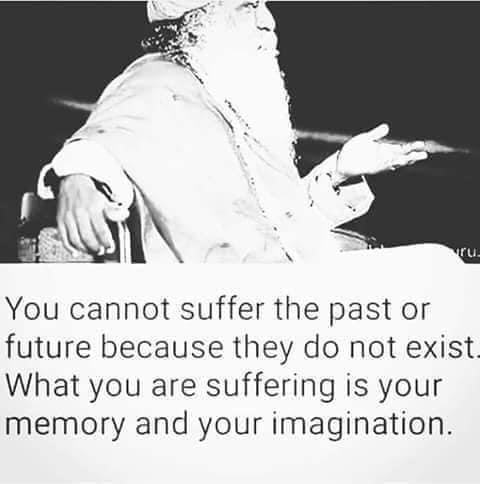 you cannot suffer the past or future - ru You cannot suffer the past or future because they do not exist What you are suffering is your memory and your imagination.