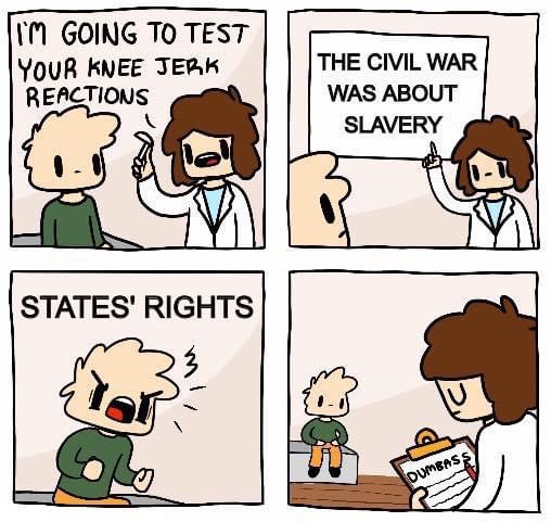 i m going to test your knee jerk reaction - I'M Going To Test Your Knee Jerk Reactions The Civil War Was About Slavery States' Rights to Dumbass