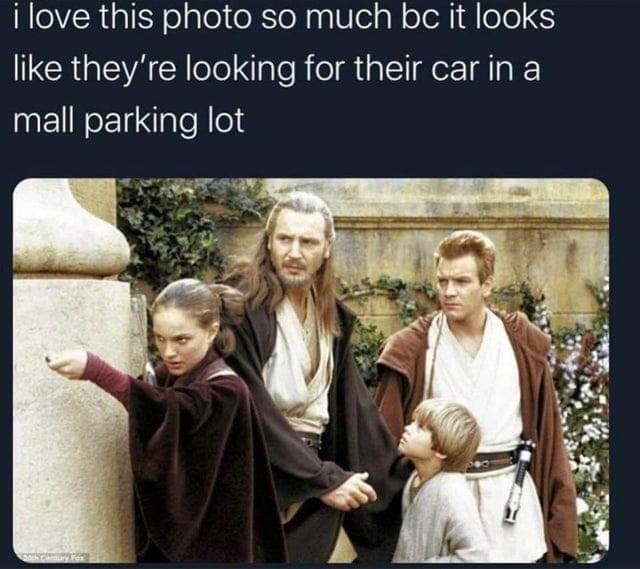 star wars phantom menace cast - i love this photo so much bc it looks they're looking for their car in a mall parking lot