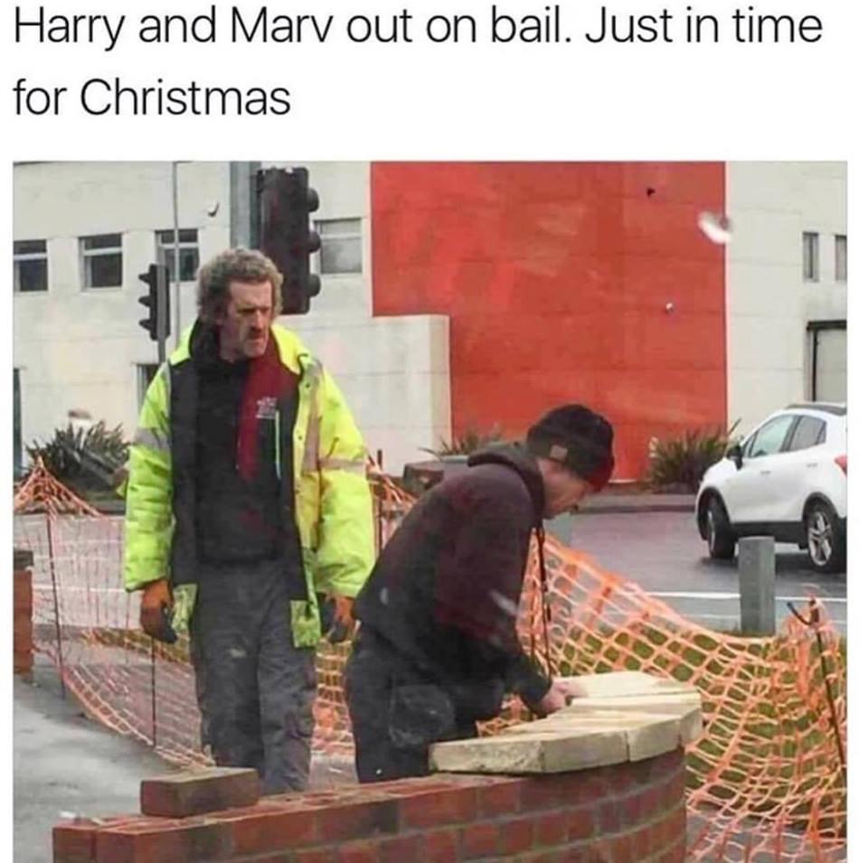 funny memes - Harry and Marv out on bail. Just in time for Christmas