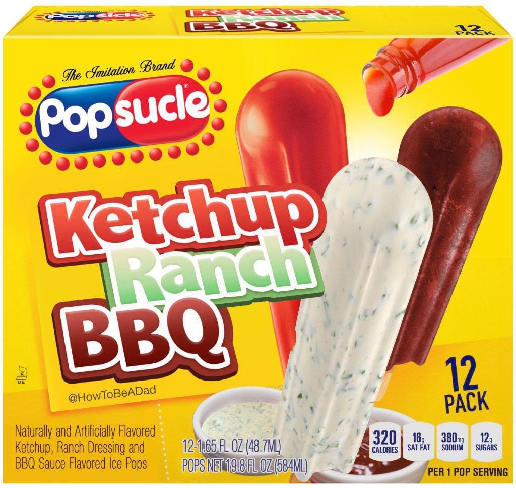 ketchup ranch bbq popsicles - Bbq Rex The Imitation Brand Popsucle Ketchup Ranch Bbq 12 ToBeADad Pack 32016 Naturally and Artificially Flavored Ketchup, Ranch Dressing and Bbq Sauce Flavored Ice Pops 380mg Sodium 12, Sugars Calories Sat Fat 121.65 Fl Oz 4