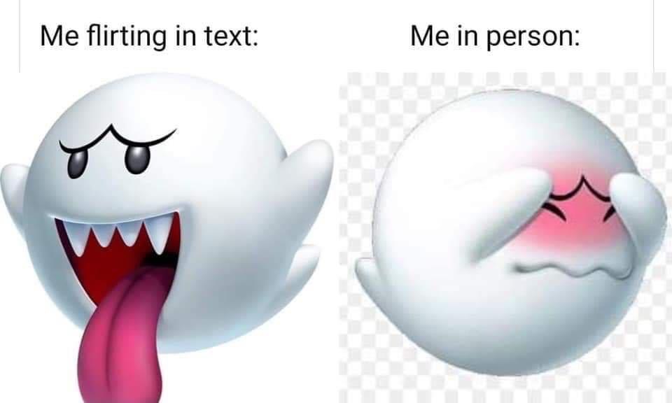 mario boo png - Me flirting in text Me in person