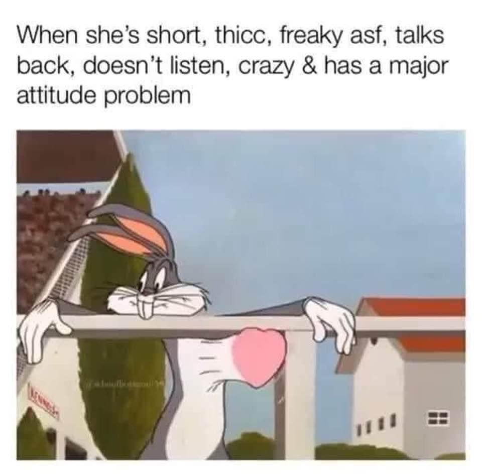 shes short thicc freaky asf - When she's short, thicc, freaky asf, talks back, doesn't listen, crazy & has a major attitude problem