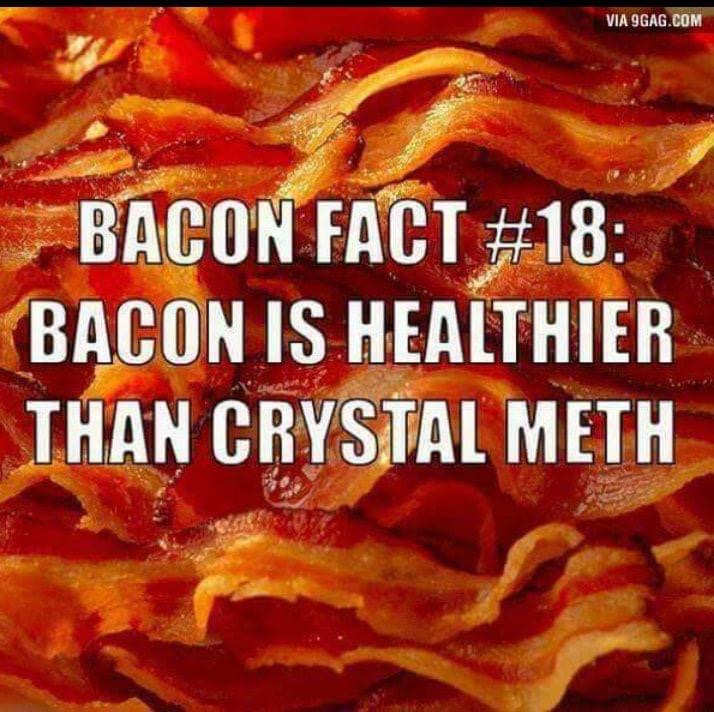 bacon meme - Via 9GAG.Com Bacon Fact Bacon Is Healthier Than Crystal Meth