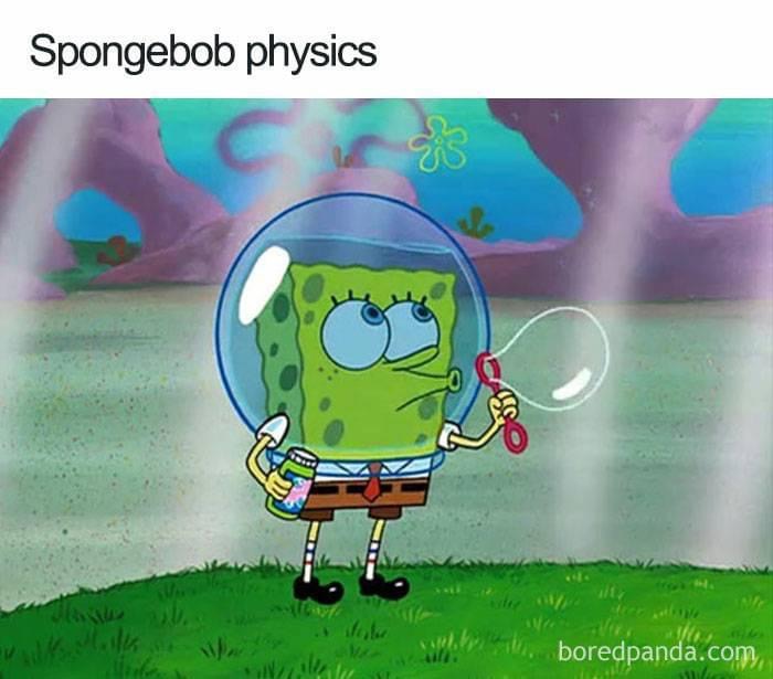 spongebob blowing a bubble with an helmet - Spongebob physics Sl. , boredpanda.com le