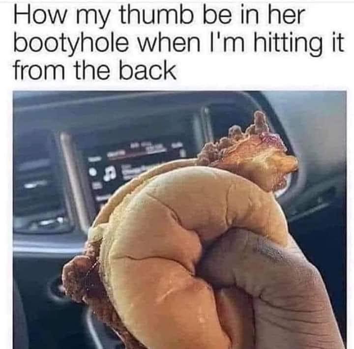 sandwich bussin meme - How my thumb be in her bootyhole when I'm hitting it from the back