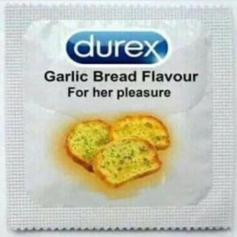garlic bread condoms - durex Garlic Bread Flavour For her pleasure