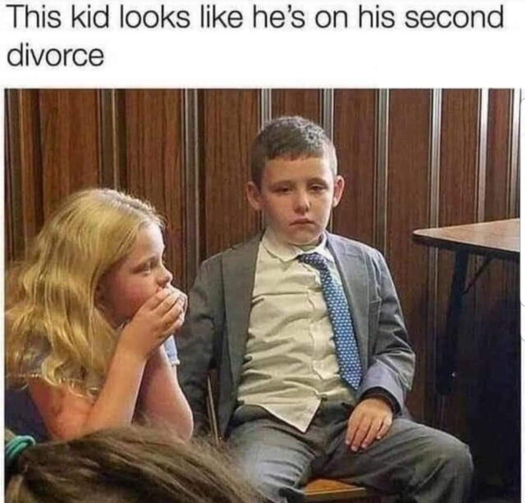second divorce kid meme - This kid looks he's on his second divorce