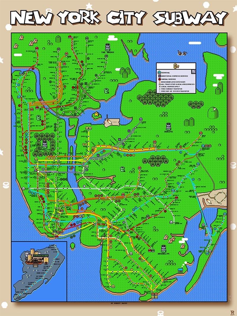 new york city mario map - los New York City Subway Co Pa U U Re & The Gronok 2 Re Tan 40 Os @ 0 Ne el Net O Do lo Bieniu Dita Express Service Now Scrvice Wiskolinc Extension Oil Trainstop Loch And Express Local Service Only I Feuerw Transfer Free Out Of S
