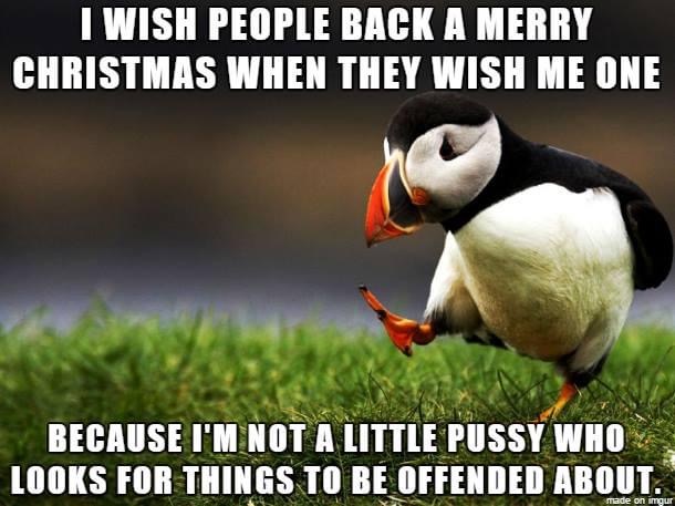 treat others how they treat you meme - I Wish People Back A Merry Christmas When They Wish Me One Because I'M Not A Little Pussy Who Looks For Things To Be Offended About. made on imgur