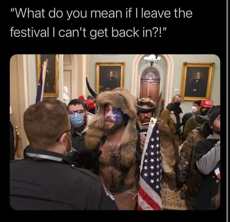 Donald Trump - "What do you mean if I leave the festival I can't get back in?!" Pol